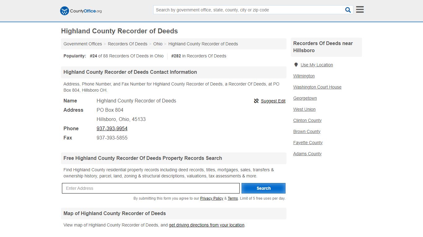 Highland County Recorder of Deeds